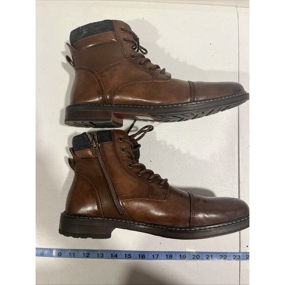 Ashford Hayes Men's Low Lace Up Brown Oxford Boot 10 Cap Toe Hipster Vegan - Picture 4 of 11